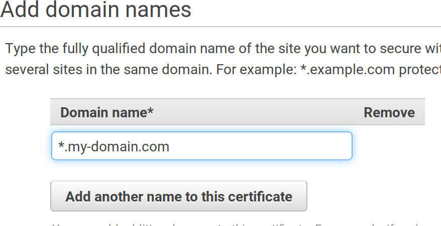 AWS Certificate domain